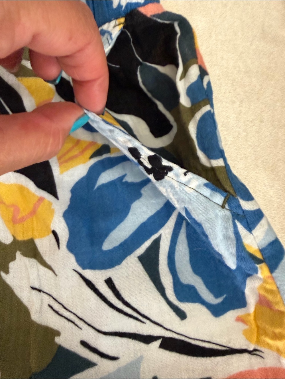Susan Graver Soleil Gauze Floral Wide Leg Crop Beach Pants Size XS 100% Cotton - Picture 3 of 6